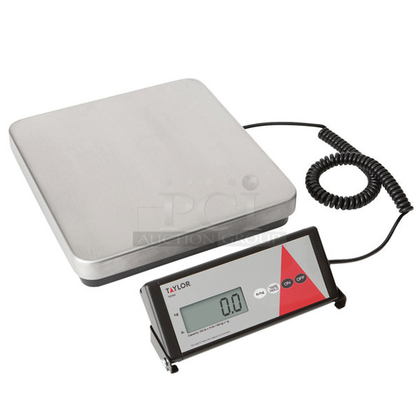 BRAND NEW SCRATCH AND DENT! Taylor TE150 Stainless Steel Commercial Countertop 150 Pound Digital Receiving Scale with Remote Display. Tested and Working!