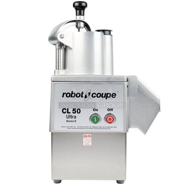 BRAND NEW SCRATCH AND DENT! Robot Coupe CL50 Ultra Metal Commercial Countertop Continuous Feed Food Processor. 120 Volts, 1 Phase. Tested and Working!