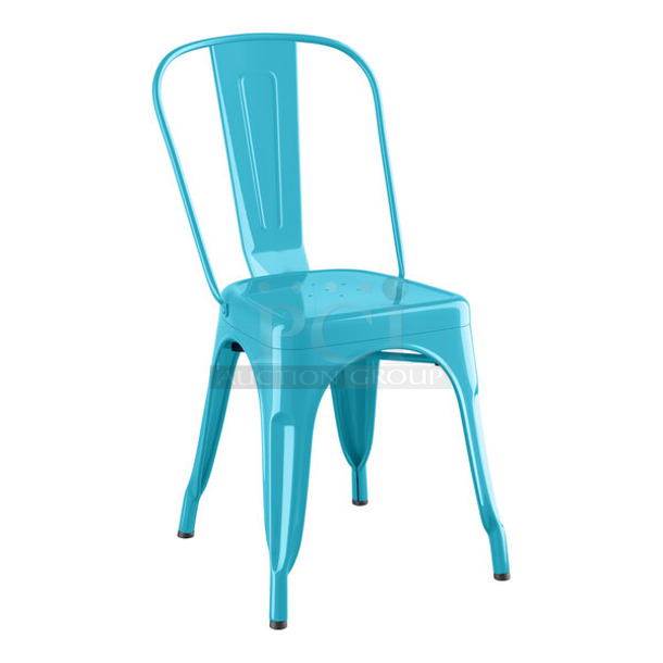 3 BRAND NEW SCRATCH AND DENT! Lancaster Table & Seating Alloy Series Blue Outdoor Cafe Chair. 3 Times Your Bid!