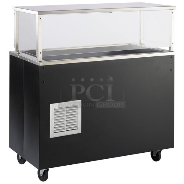 BRAND NEW! Vollrath R39716 60" Black Affordable Portable Refrigerated Cold Food Station with Cafeteria Breath Guard. 120 Volts, 1 Phase. Tested and Working! - Image 1 of 9