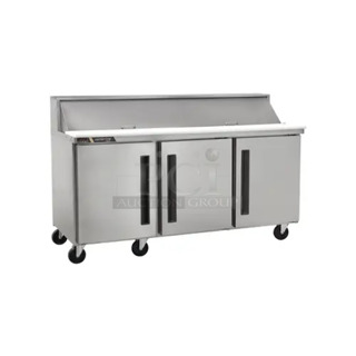 BRAND NEW SCRATCH AND DENT! 2023 Traulsen Centerline CLPT-72630-SD-MT Stainless Steel Sandwich Salad Prep Table Bain Marie Mega Top w/ Poly Drop In Bins. 115 Volts, 1 Phase. Tested and Working!