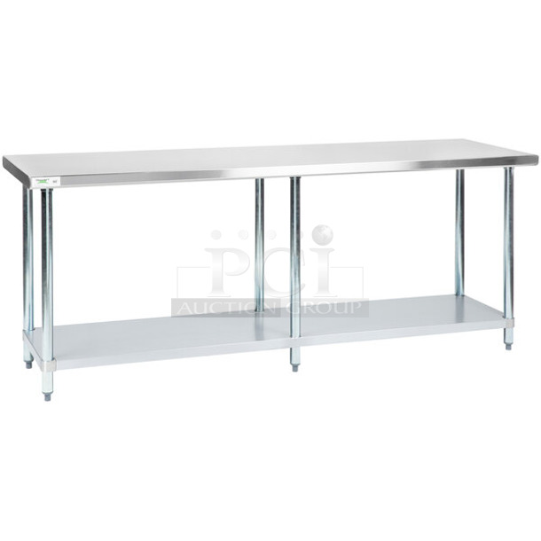 BRAND NEW SCRATCH AND DENT! Regency 600T2484G 24" x 84" 18-Gauge 304 Stainless Steel Commercial Work Table with Galvanized Legs and Undershelf. May Be Missing Pieces.  - Image 1 of 2