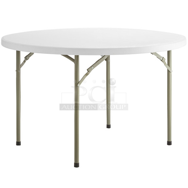 BRAND NEW SCRATCH AND DENT! Lancaster Table & Seating 48" Round Heavy-Duty Granite White Plastic Folding Table - Image 1 of 3