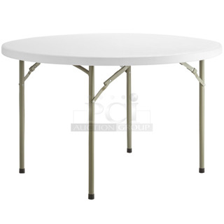 BRAND NEW SCRATCH AND DENT! Lancaster Table & Seating 48" Round Heavy-Duty Granite White Plastic Folding Table