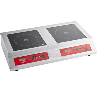 BRAND NEW SCRATCH AND DENT! Avantco 177IC35DB Stainless Steel Double Countertop Induction Range / Cooker. 208-240 Volts, 1 Phase. 