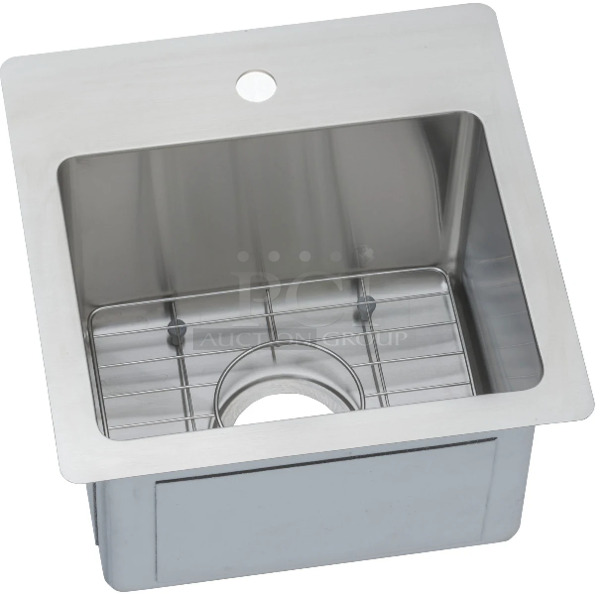 BRAND NEW SCRATCH AND DENT! Elkay Crosstown 15" Single Basin Stainless Steel Kitchen Sink for Drop In. Stock Picture Used For Gallery Picture. - Image 1 of 5