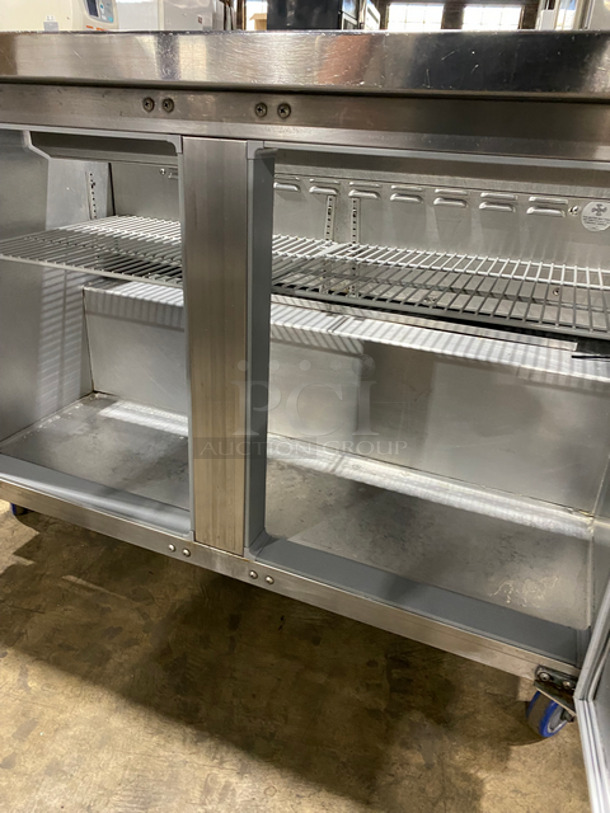 Continental Commercial Refrigerated Sandwich Prep Table! With 2 Door Underneath Storage Space! Poly Coated Racks! All Stainless Steel! On Casters! Model: SW4812 SN: 15766668 115V 60HZ 1 Phase - Image 6 of 8