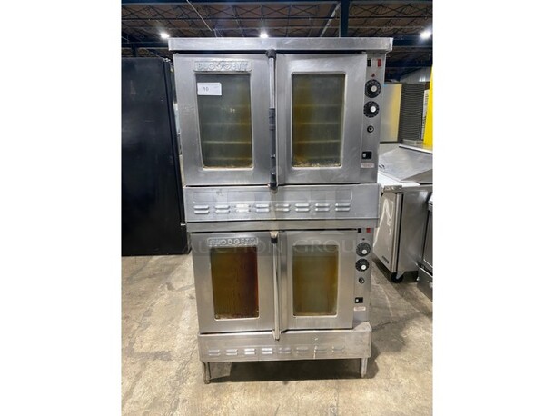SWEET! Blodgett Natural Gas Powered Double Stacked Bakers Depth Convection Oven! With Metal Racks! With View Through Doors! On Legs! 2 X Your Bid Makes One Unit!
 - Image 1 of 8