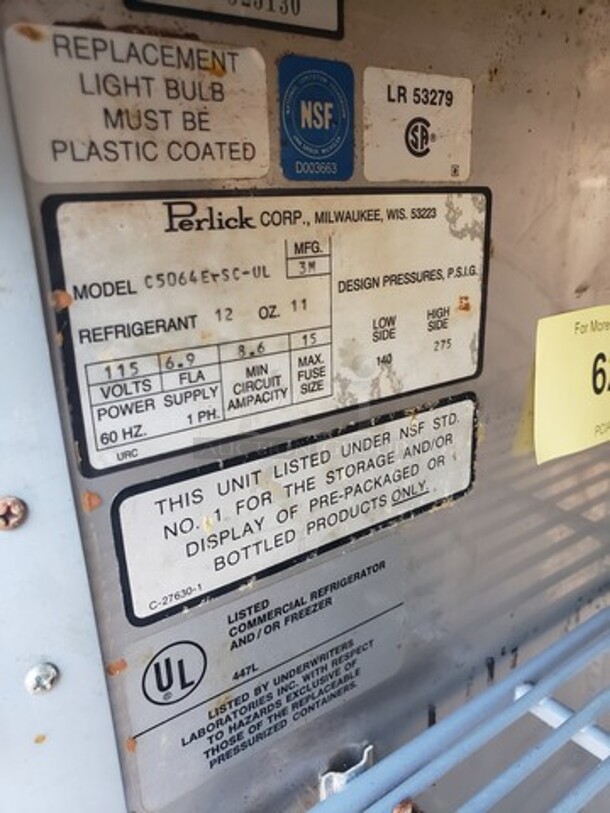 Perlick 3 Door Bar Back Cooler! - Image 3 of 7