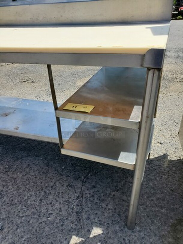 72" Poly Top Stainless Steel Worktable W/ Undershelf  - Image 6 of 7