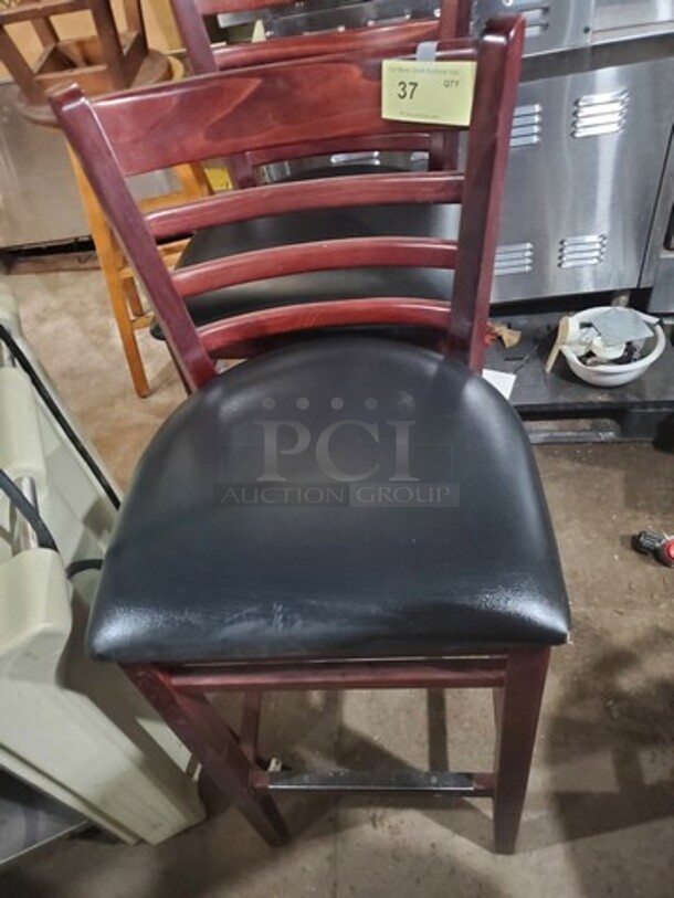 Ladder Back Wooden Restaurant Barstool - Image 2 of 3