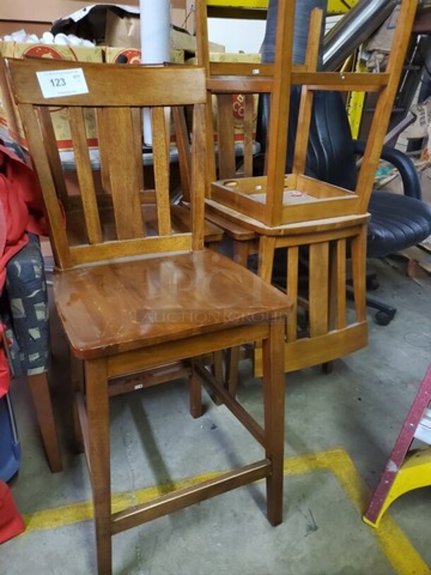  Wooden Restaurant Barstool BIDX4 - Image 2 of 2