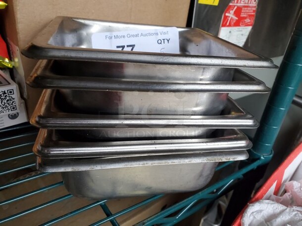 Lot of 5 Square Stainless Steel Containers  - Image 1 of 5