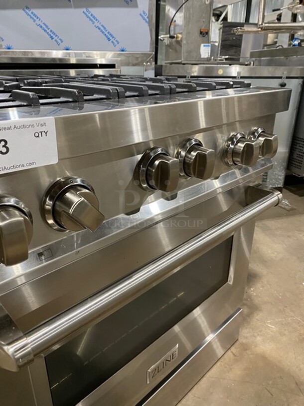 2021 Zline Commercial Gas Powered 4 Burner Stove! With Oven Underneath! Stainless Steel! On Legs! MODEL RG30 SN: RG30GE21050257-02 120V - Image 8 of 11