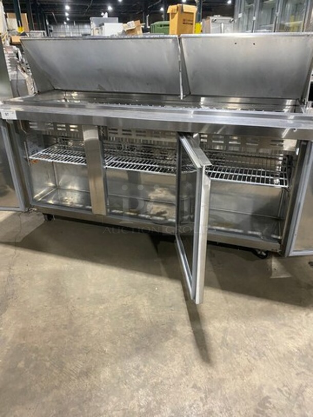Spartan Commercial Refrigerated Sandwich Prep Table! With 3 Door Storage Space Underneath! Poly Coated Racks! All Stainless Steel! On Casters! Model: SST7230 115V - Image 5 of 9
