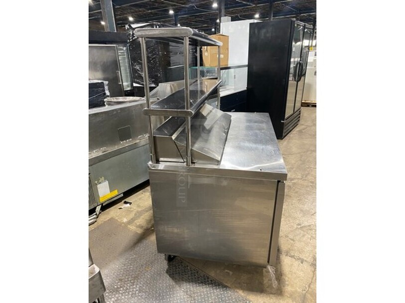 Continental Commercial Refrigerated Sandwich Prep Table! With Double Over Head Shelf! With 3Door Underneath Storage Space! With Poly Coated Racks! All Stainless Steel! - Image 3 of 10