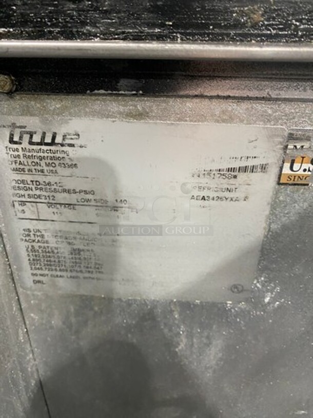 True Commercial Under The Counter Beer Bottle Cooler! With Single Sliding Stainless Steel Top Door! Model: TD3612 115V - Image 7 of 8