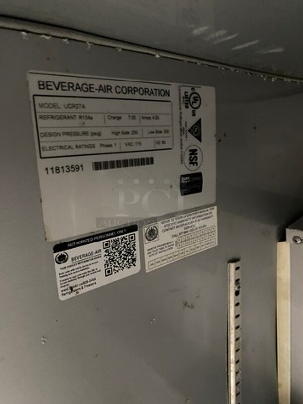 DON'T MISS OUT! NICE! BEVERAGE-AIR Undercounter Cooler Model UCR27 On Casters! 115V/60Hz/1 Phase - Image 6 of 7