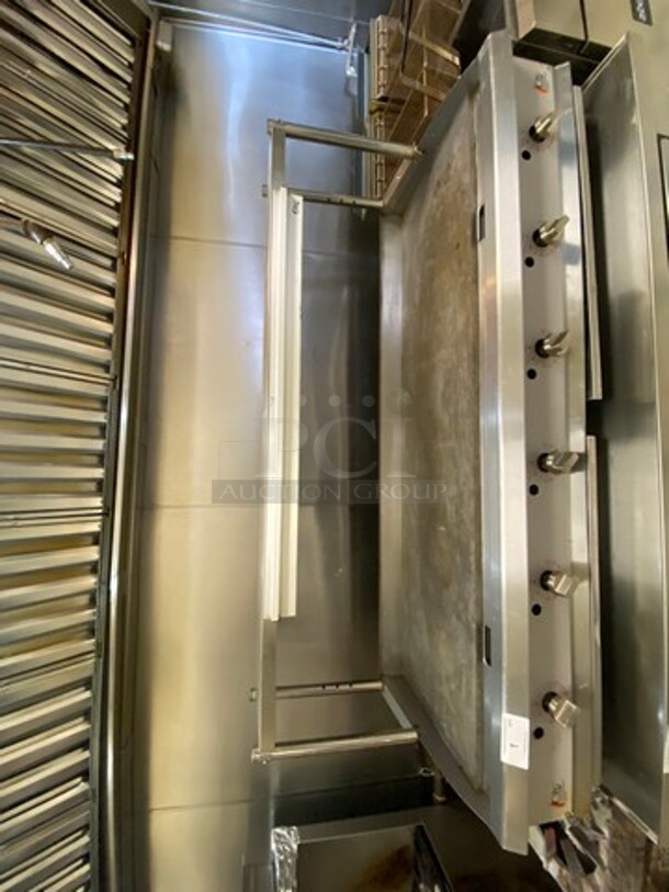 WOW! LATE MODEL! 2020 CPG Commercial Countertop Natural Gas Powered Flat Top Griddle! With Back And Side Splashes! With Overhead Shelf! All Stainless Steel! On Small Legs! WORKING WHEN REMOVED! Model: G72T SN: 2001000609 - Image 2 of 12