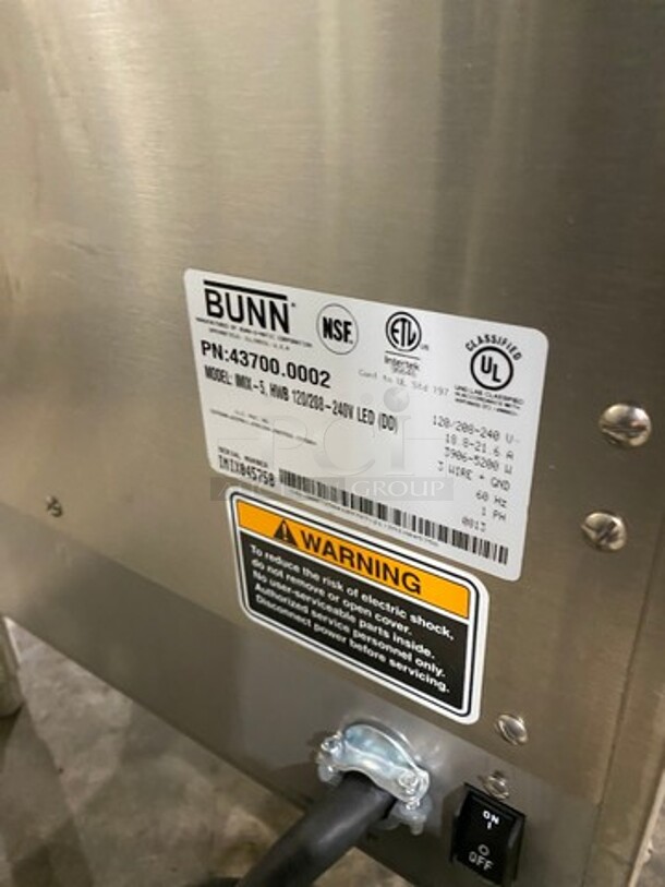 Bunn Commercial Countertop Hot Beverage Dispenser! Model: IMIX5 SN: IMIX045758 120/208/240V 60HZ 1 Phase - Image 5 of 9