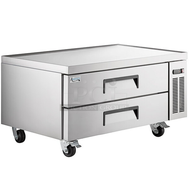BRAND NEW SCRATCH AND DENT! 2023 Avantco 178CBE48HC Stainless Steel Commercial 2 Drawer Chef Base on Commercial Casters. 115 Volts, 1 Phase. Tested and Working! - Image 1 of 7