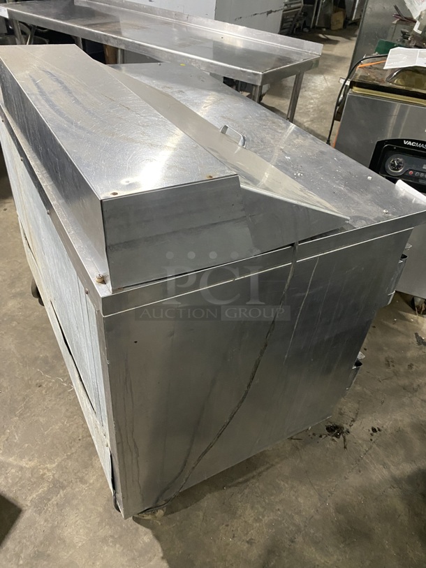 Beverage Air SP48-08 Stainless Steel Commercial Sandwich Salad Bain Marie Prep Table! On Commercial Casters!  115 Volts, 1 Phase.  - Image 4 of 11