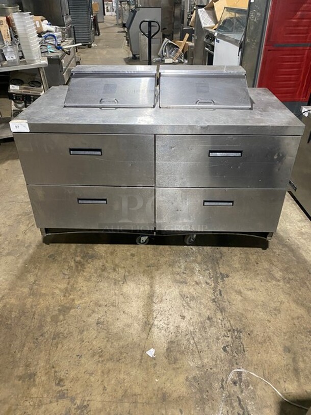 All Stainless Steel Commercial Refrigerated Sandwich/Salad Prep Table! With 4 Drawers Underneath! - Image 1 of 9