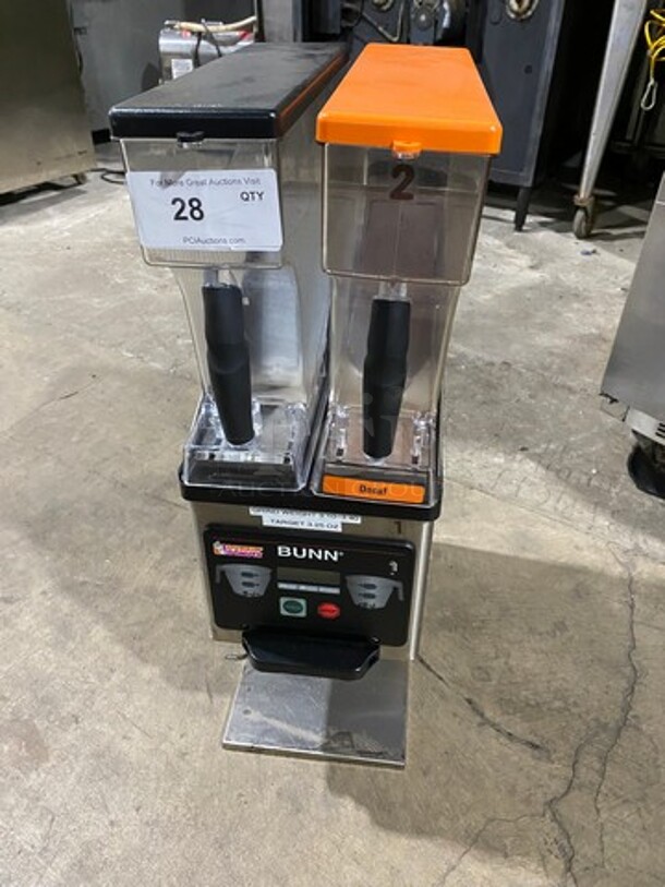 Bunn Commercial Countertop Dual Coffee Bean Grinder Machine! Stainless Steel Body! Model: MHG SN: MHG0022457 120V 60HZ 1 Phase - Image 1 of 8