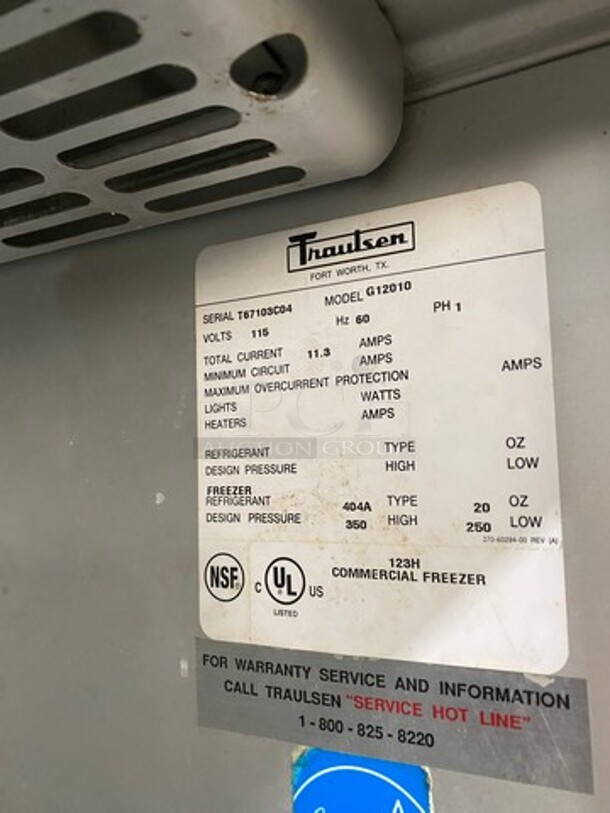 WOW! Traulsen Single Door Reach In Freezer! All Stainless Steel! On Legs! Model: G12010 SN: T67103C04 115V 60HZ 1 Phase - Image 7 of 9