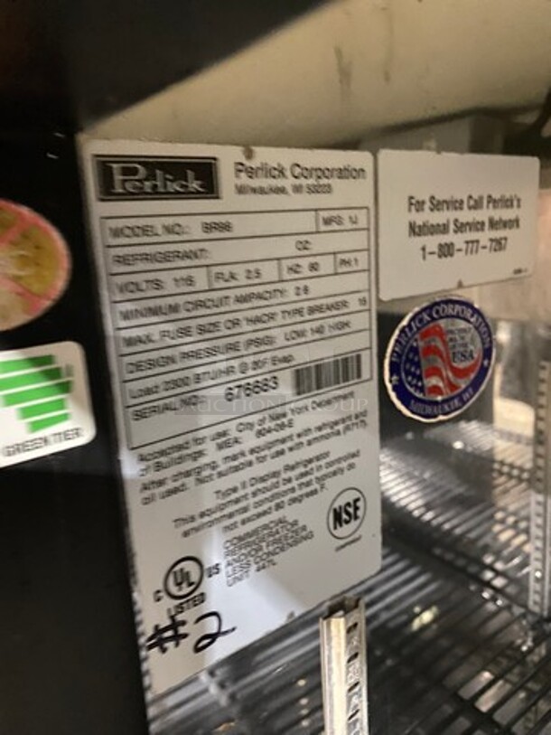 AMAZING! Perlick Commercial 4 Door Bar Back Cooler! With Poly Coated Racks! All Stainless Steel! On Legs! Remote Compressor/No Compressor! Model: BR96 SN: 676683 115V 60HZ 1 Phase - Image 8 of 10