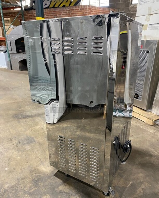 FAB! Elvaria Model Stainless Steel Commercial Air Cooled 3 Flavor w/Twist Soft Serve Ice Cream/Yogurt Machine on Commercial Casters!  MODEL 515TW  220-240V  - Image 4 of 9