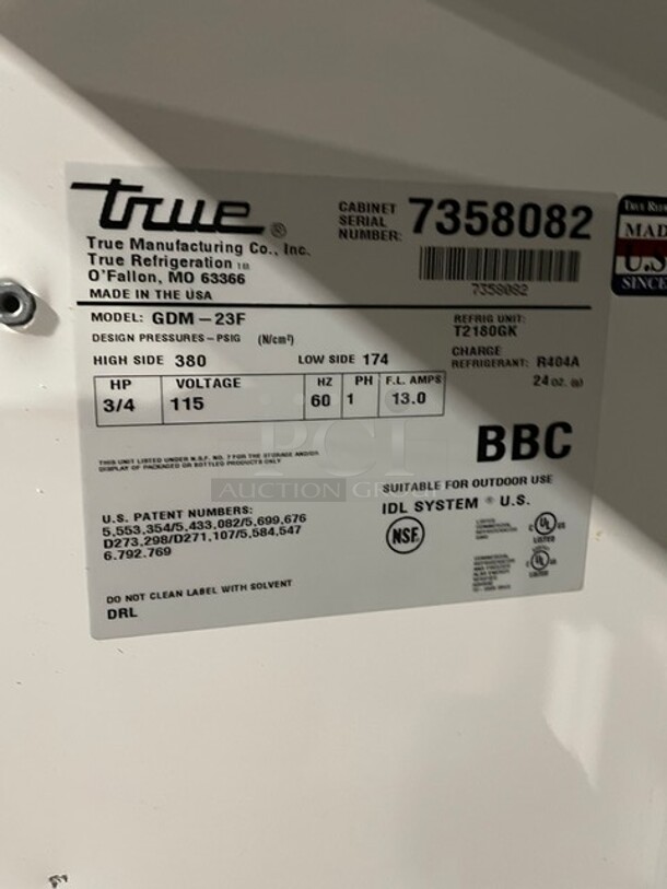 True Commercial Single Door Reach In Freezer Merchandiser! With View Through Door! With Poly Coated Racks! Model: GDM23F SN:7358082 115V 1PH - Image 6 of 9