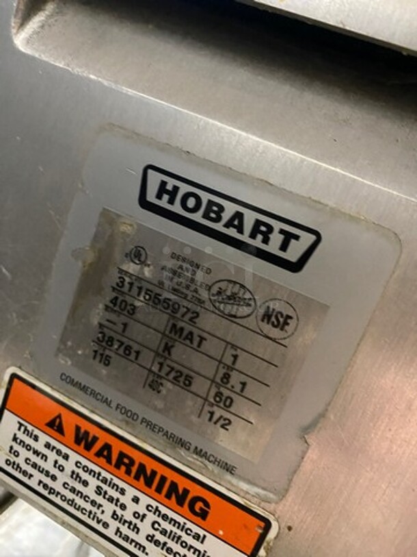 Hobart Commercial Countertop Meat Tenderizer Machine! Stainless Steel Body! Model: 403 SN: 311555972 115V 60HZ 1 Phase - Image 5 of 7