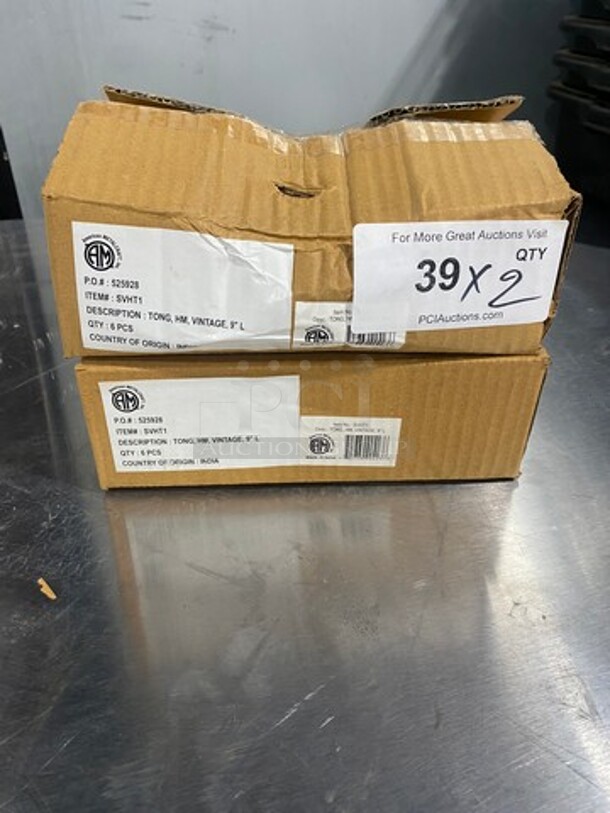 NEW! IN THE BOX! American Metalcraft 9" Tongs! 6 Tongs Per Box! 2 Box Per Lot! 2x Your Bid! - Image 1 of 6