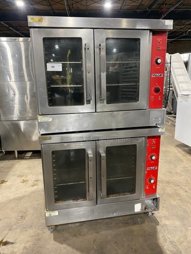 Vulcan Commercial Electric Powered Double Deck Convection Oven! With View Through Doors! Metal Oven Racks! All Stainless Steel! On Casters! 2x Your Bid Makes One Unit! Model: VC4ED SN: 541009925 208V 60HZ 1/3 Phase