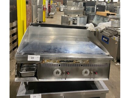 KEATING MIRACLEAN Stainless Steel Natural Gas Powered Thermostatic Controlled Mirror Shine Flat Griddle! Model 3630FRTT Serial G846474! On Legs!