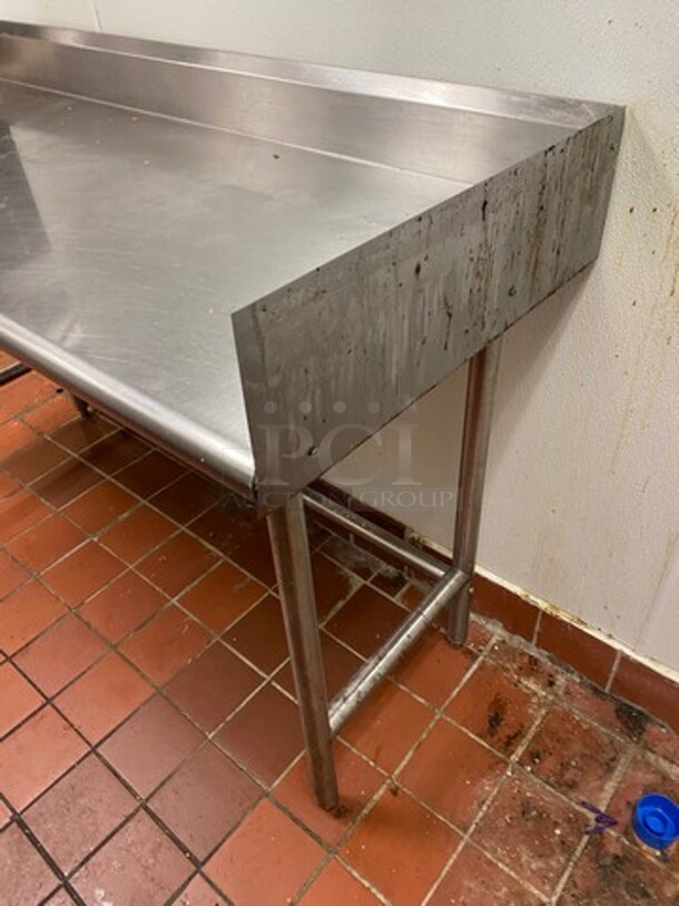 Solid Stainless Steel Side Dishwasher Table! With Back And Single Side Splash! With Storage Space Underneath! On Legs! - Image 3 of 7