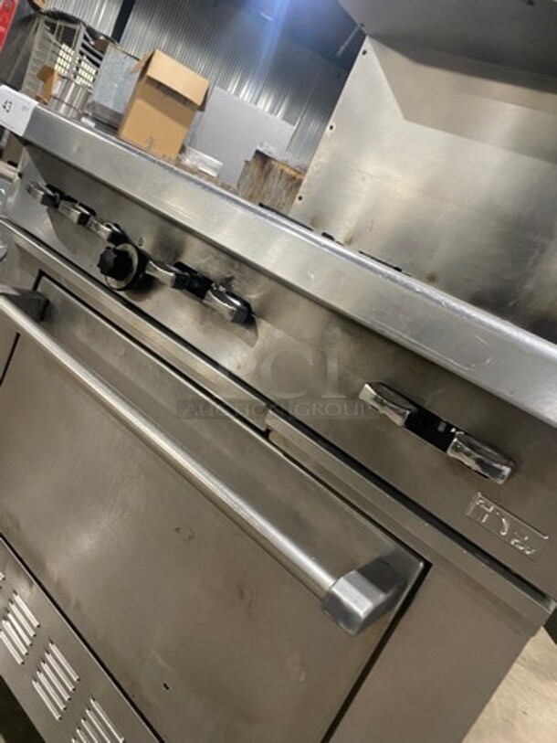 Garland Commercial Natural Gas Powered 6 Burner Stove! W/ Oven Underneath! Stainless Steel W/ Back Splash And Salamander Shelf! On Casters! - Image 8 of 9