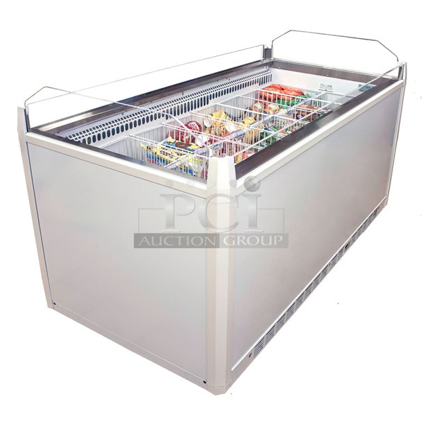 BRAND NEW SCRATCH AND DENT! Vendo NIC183S02 Metal Commercial Mobile Open Air Ice Cream Freezer w/ Baskets. 220 Volts.