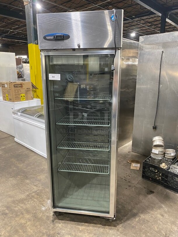 Hoshizaki Commercial Single Door Reach In Cooler! With View Through Door! Poly Coated Racks! Stainless Steel Body! On Casters! Model: CR1BFGYCR SN: E70099H 115V 60HZ 1 Phase