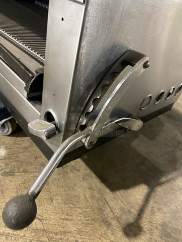 Commercial Countertop Natural Gas Powered Flat Top Griddle And Cheese Melter Combo! With Back And Side Splashes! All Stainless Steel! - Image 7 of 8