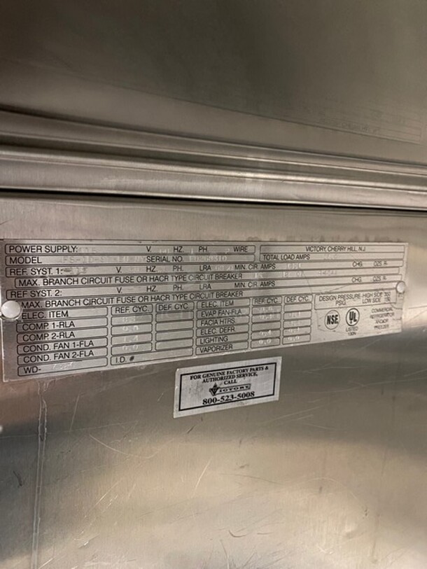 Victory Commercial Single Door Reach In Freezer! All Stainless Steel! On Legs! Model: FS1DS7EW SN:L0268310 115V 1PH - Image 6 of 8