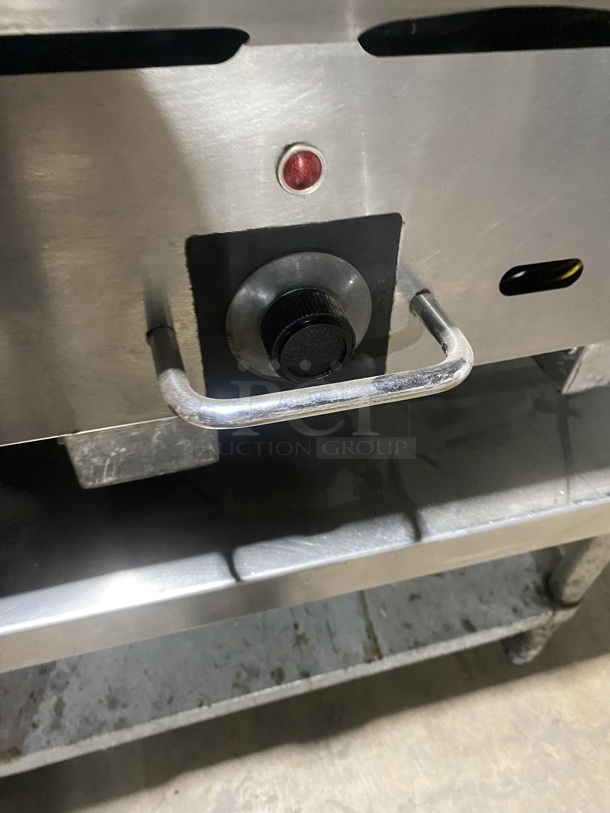 Nice!  Vulcan Natural Gas Powered Thermostatic Controlled Polished Top Flat Griddle!  On Equipment Stand! On Casters! Working when Removed! - Image 9 of 9