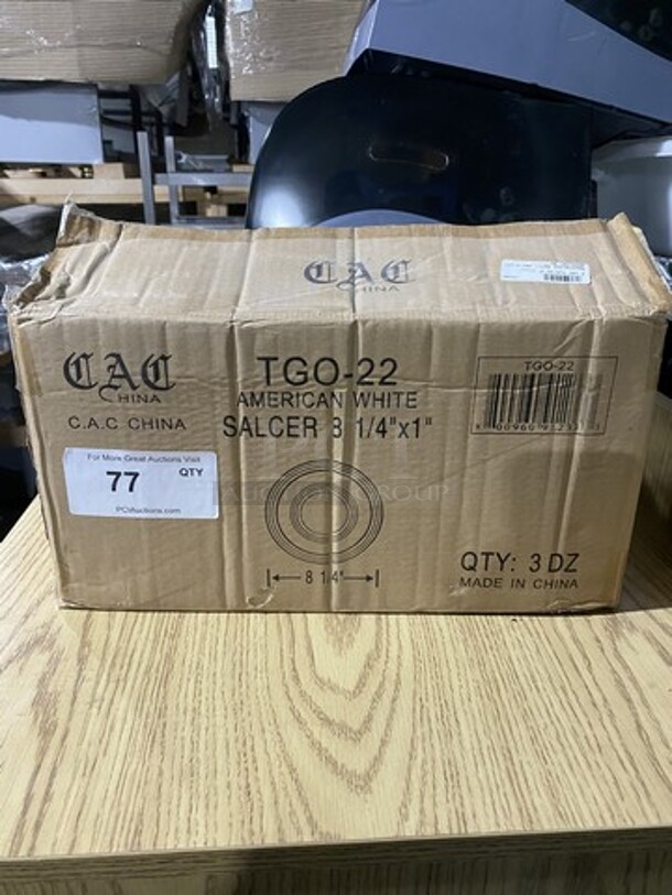 NEW IN THE BOX! CAC 8.25 Inch Round Dining Plates! TGO22! All One Money 3 Dozen! - Image 1 of 8