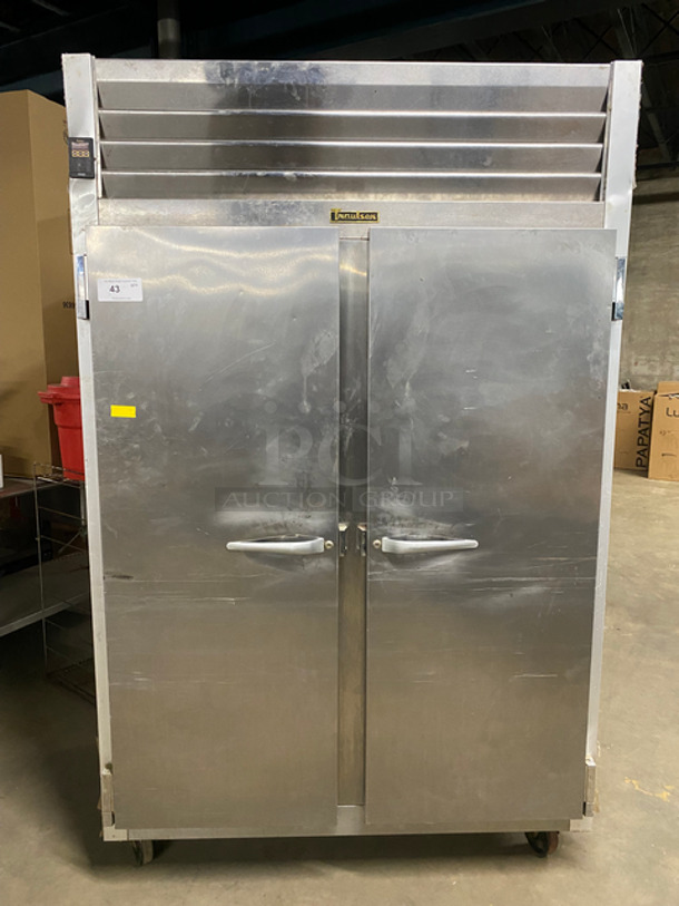 Traulsen 2 Door Reach In Freezer Unit! With Poly Coated Racks! All Stainless Steel! On Casters! NOT TESTED! Model: G22010 SN: T94188D15 115V 60HZ 1 Phase
