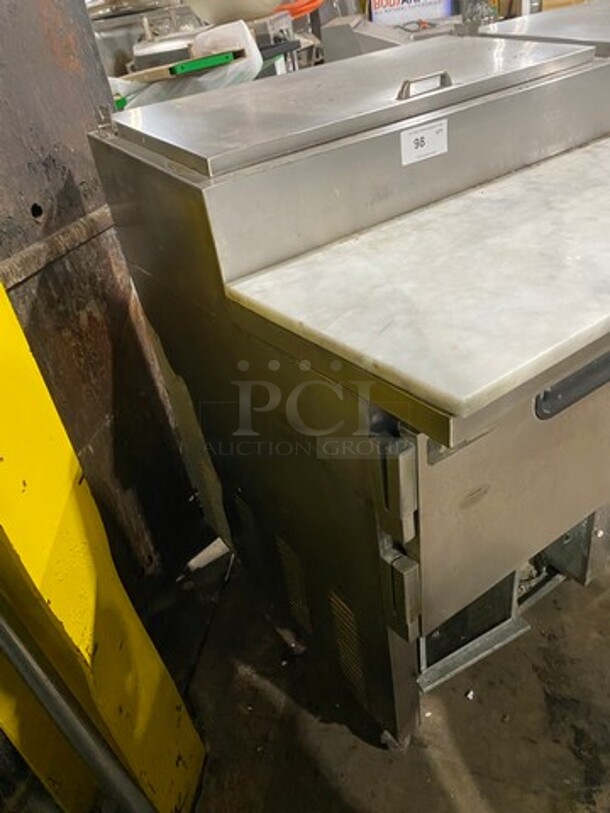Leader Commercial Refrigerated Pizza Prep Table! With Marble Commercial Cutting Board! With 3 Door Storage Space Underneath! All Stainless Steel! Model: ESPT72SC SN: NP08M2905 115V 60HZ 1 Phase - Image 4 of 10