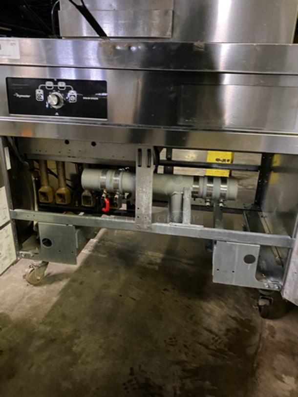 Frymaster Commercial Natural Gas Powered Deep Fat Fryer! With Side Dumping Station! With Back Splash! 2 Metal Frying Baskets! All Stainless Steel! On Casters! Model: 11814NSC SN: 1412PO0003 110/120V 60HZ 1 Phase - Image 8 of 11