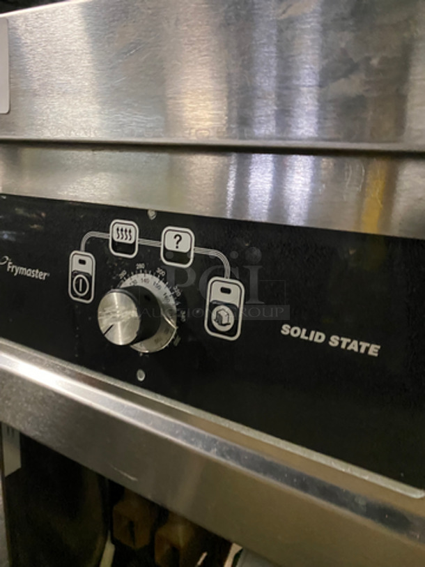 Frymaster Commercial Natural Gas Powered Deep Fat Fryer! With Side Dumping Station! With Back Splash! 2 Metal Frying Baskets! All Stainless Steel! On Casters! Model: 11814NSC SN: 1412PO0003 110/120V 60HZ 1 Phase - Image 9 of 11