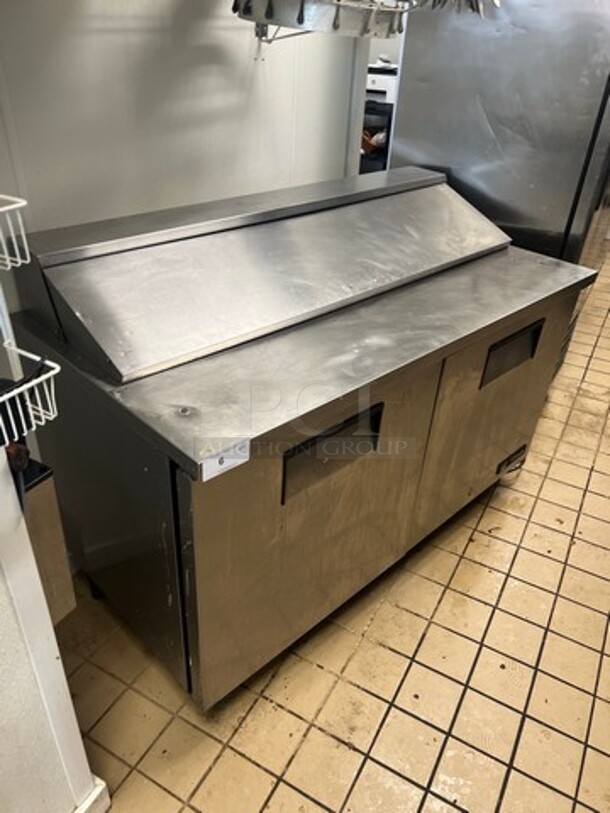True Commercial Refrigerated Sandwich Prep Table! With 2 Door Underneath Storage Space! All Stainless Steel! On Casters! WORKING WHEN REMOVED! Model: TSSU6016 SN: 13305593 115V 60HZ 1 Phase - Image 2 of 6