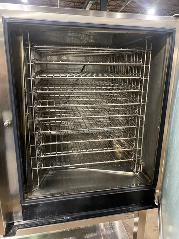 2015 Electrolux Air-O-Steam Electric Touch Line Combi Convection Oven! With View Through Door! Metal Oven Racks! With Open Underneath Storage Space! All Stainless Steel! On Legs! MODEL AOS102EKM1 SN:54810001 208V 3PH  - Image 5 of 11